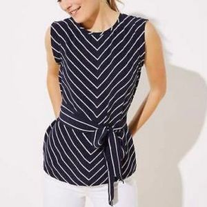 Loft Chevron Stripe Tie Accent Top